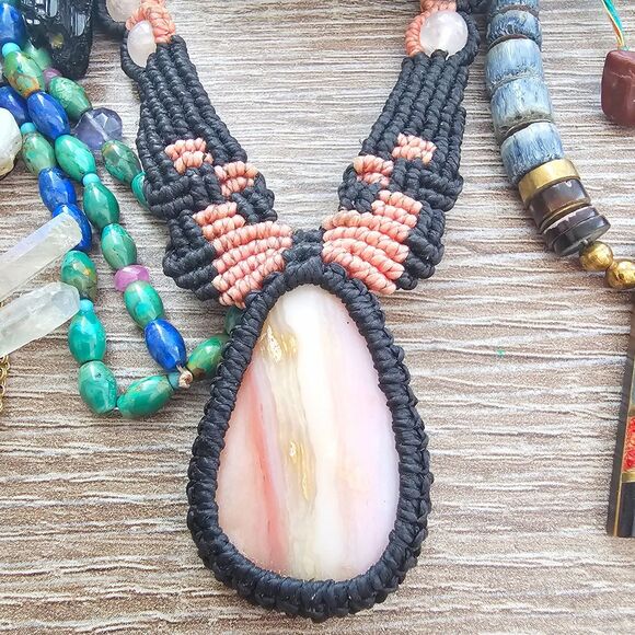 Boho Jewelry Lot Natural Stone & Crystal Necklaces Bracelets Artisan Handmade - Picture 4 of 7